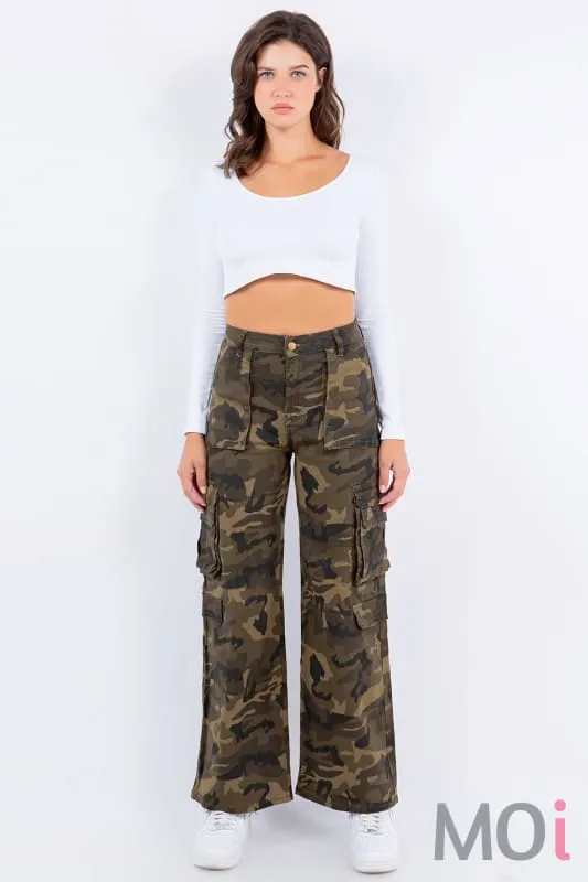 HIGH WAIST STRAIGHT CARGO PANTS
