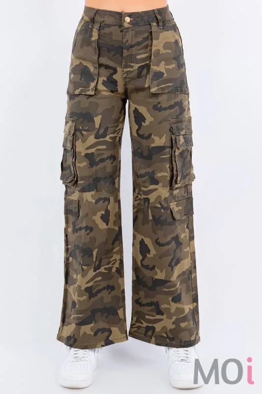 HIGH WAIST STRAIGHT CARGO PANTS