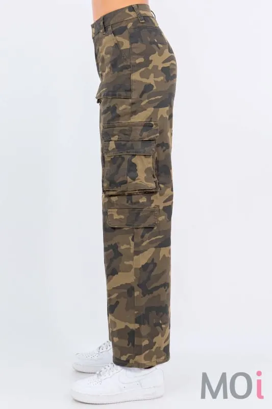 HIGH WAIST STRAIGHT CARGO PANTS