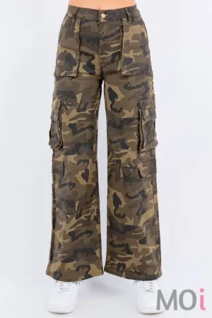 HIGH WAIST STRAIGHT CARGO PANTS