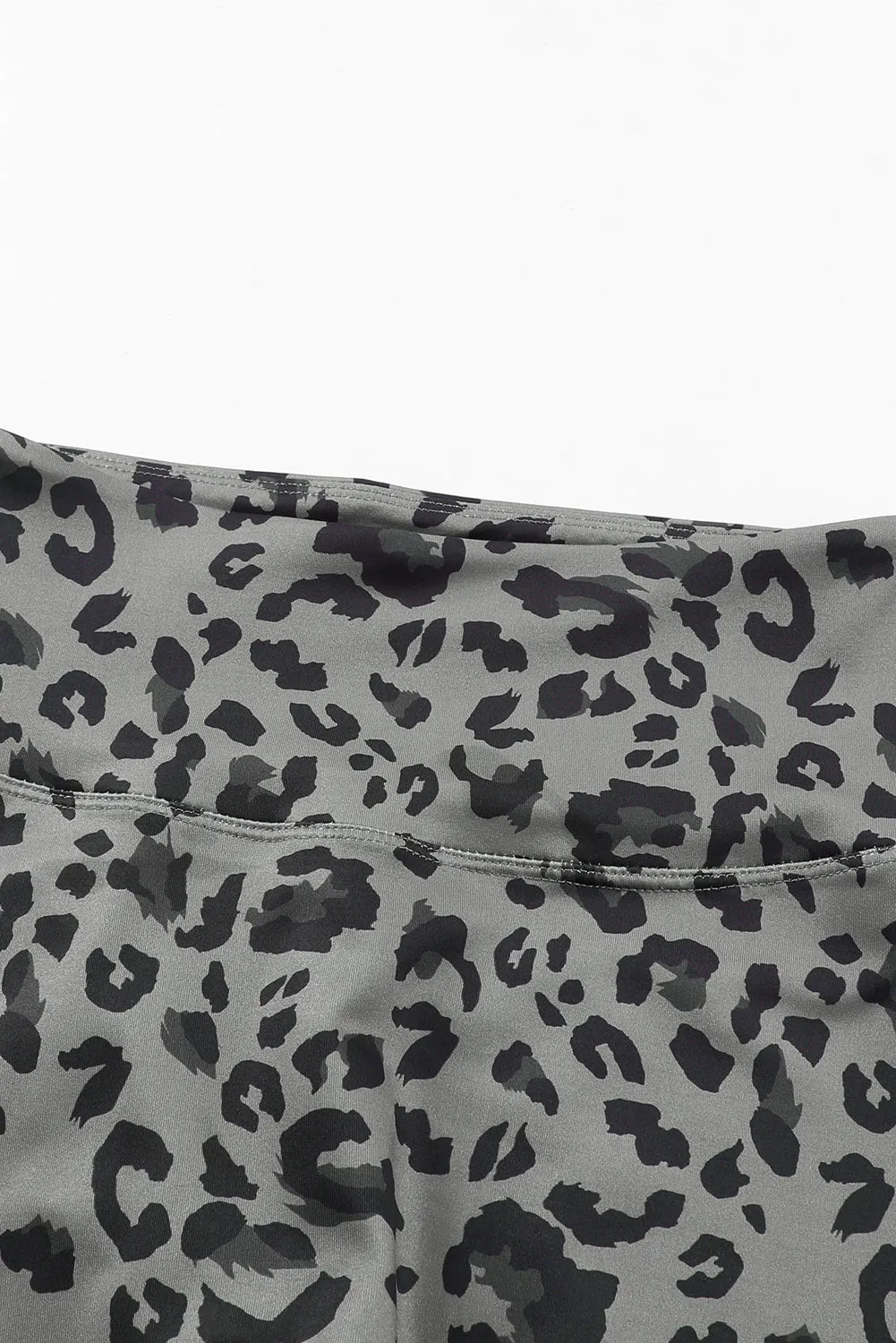 High Waisted Gray and Black Leopard Print Leggings