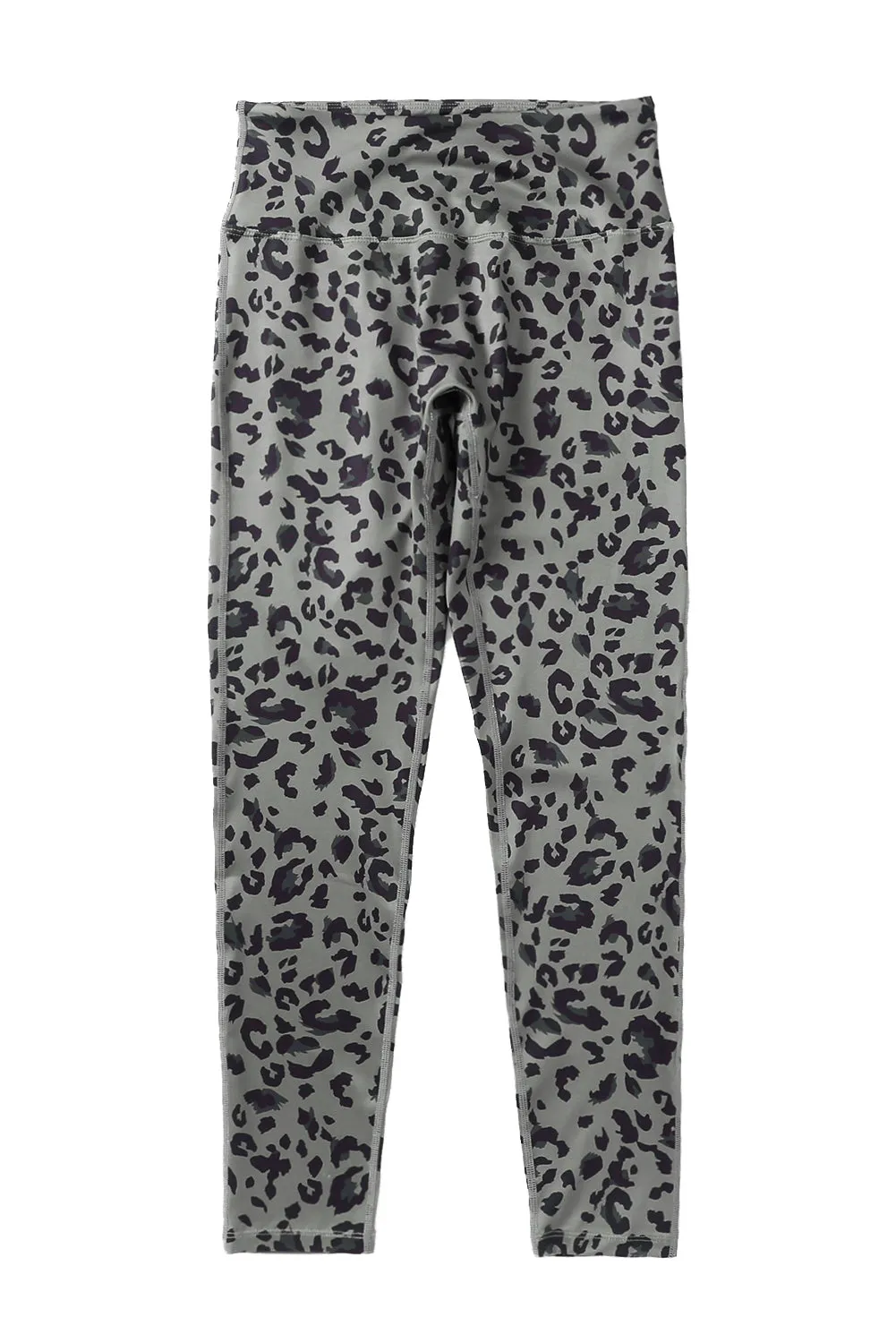 High Waisted Gray and Black Leopard Print Leggings