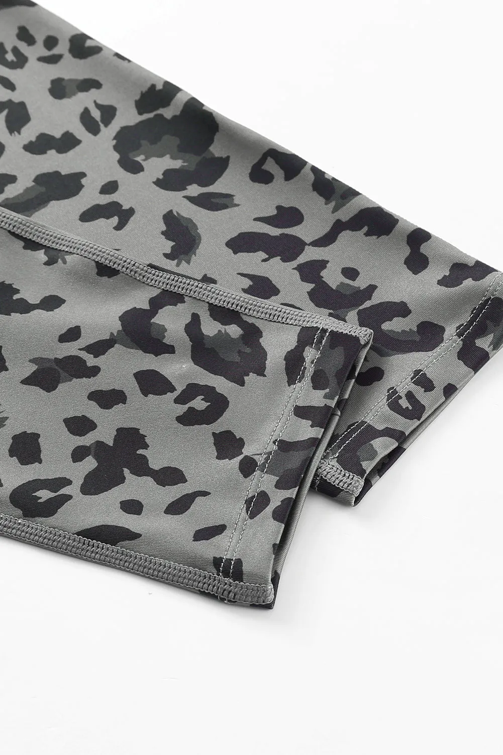 High Waisted Gray and Black Leopard Print Leggings