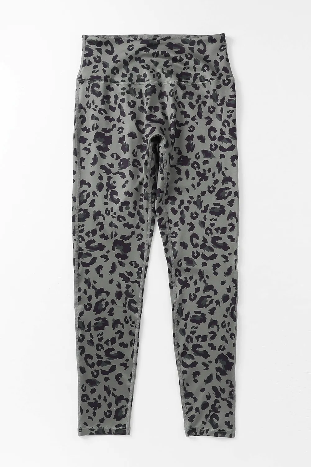 High Waisted Gray and Black Leopard Print Leggings