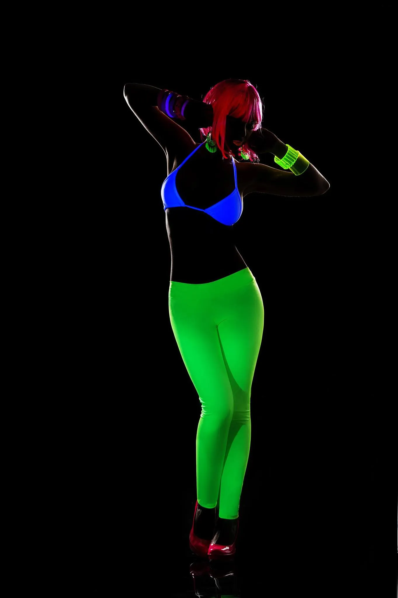 Hot Green Wet Look Leggings