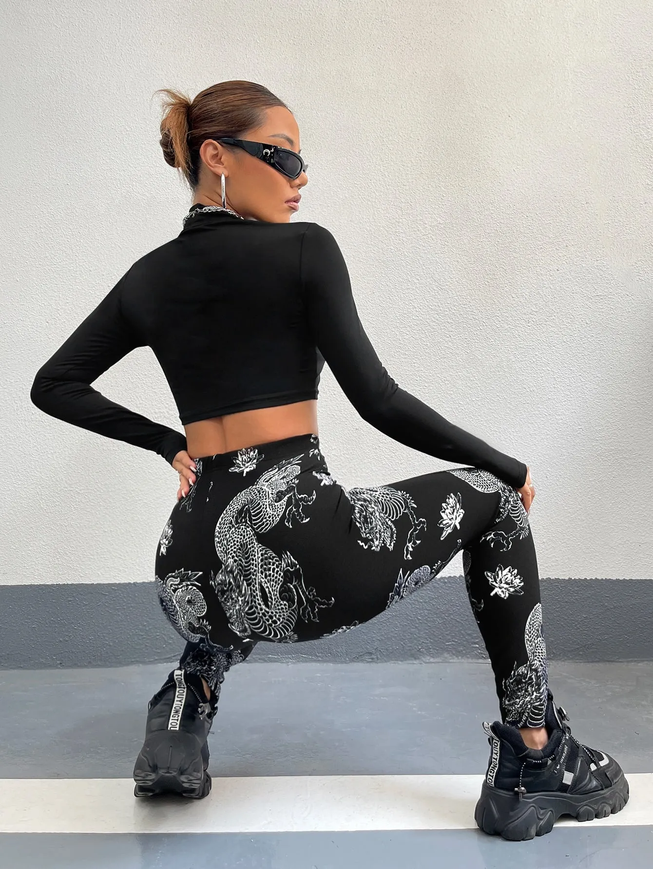 ICON Chinese Dragon Print Leggings