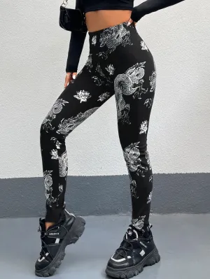 ICON Chinese Dragon Print Leggings