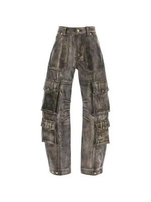 Irin Vintage Effect Leather Cargo Pants