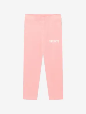 KENZO Girls Logo Print Leggings in Pink