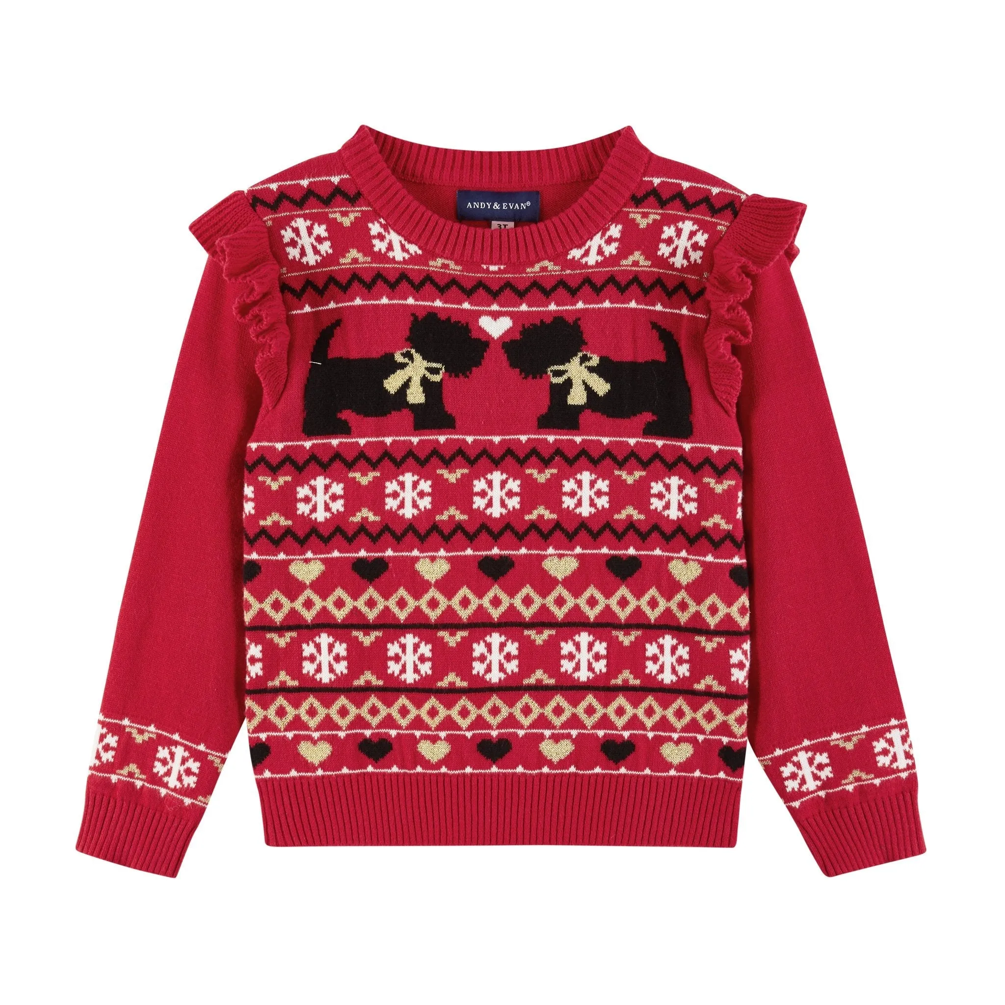 Kids Holiday Sweater And Legging Set | Hearts & Puppies