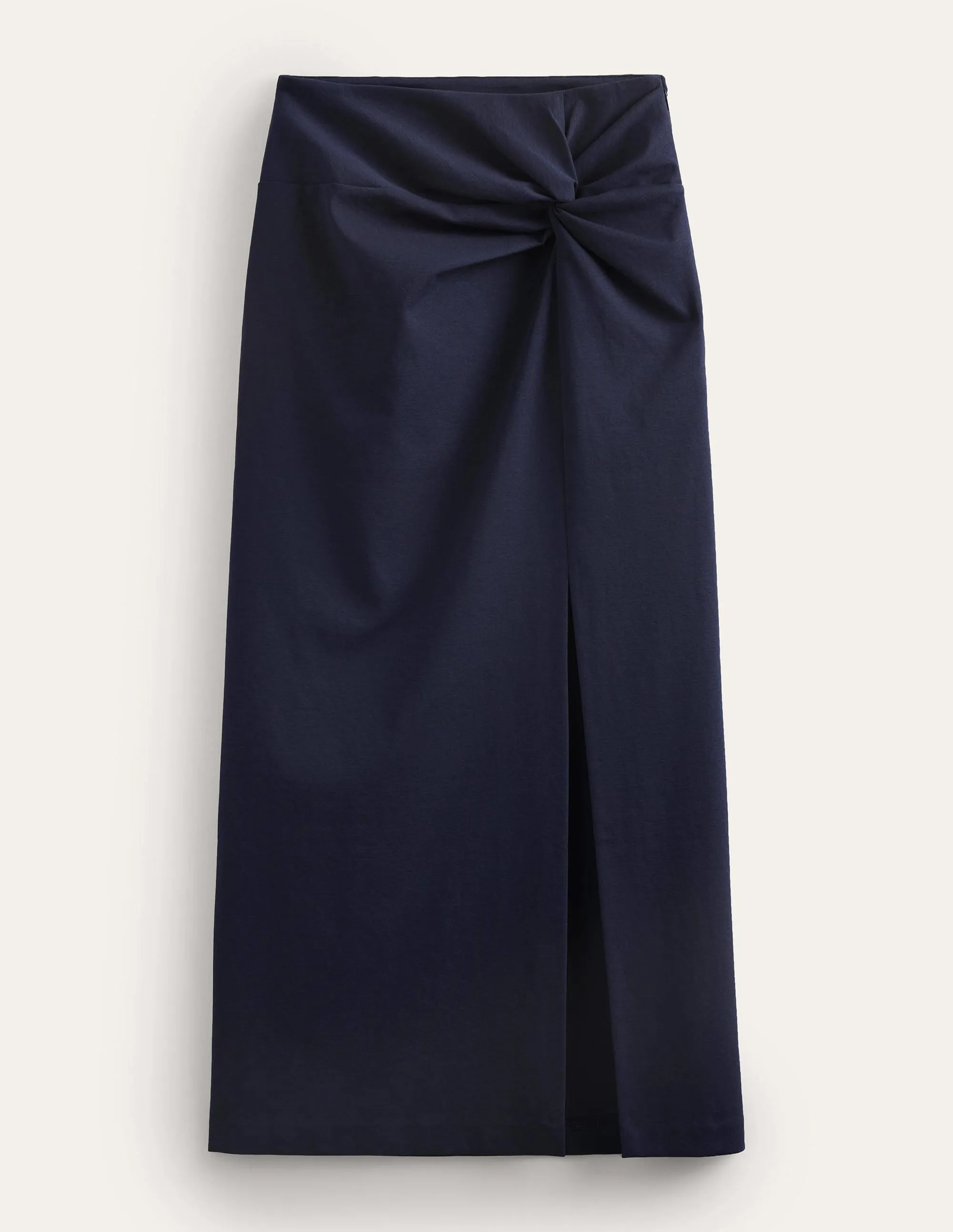 Knot Detail Jersey Midi Skirt-Navy