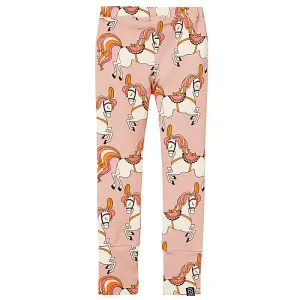 Kukukid Organic Cotton Leggings - Pale Pink Horses