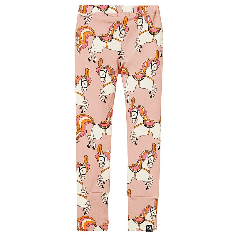 Kukukid Organic Cotton Leggings - Pale Pink Horses