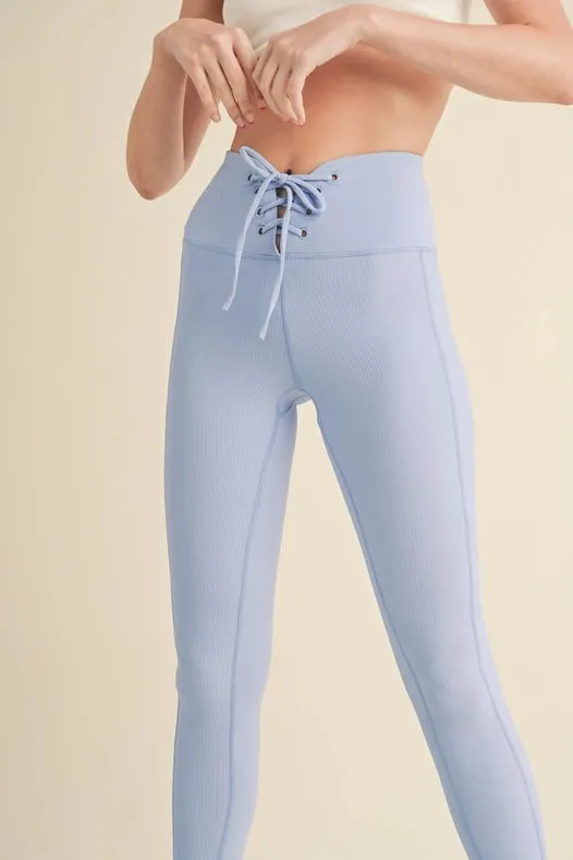 Lace Up Leggings Blue
