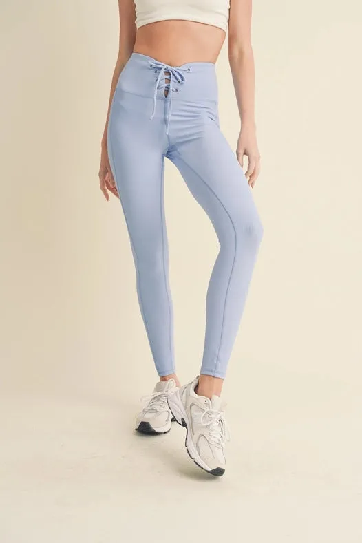 Lace Up Leggings Blue