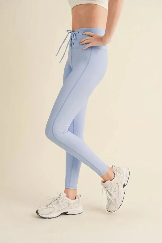 Lace Up Leggings Blue