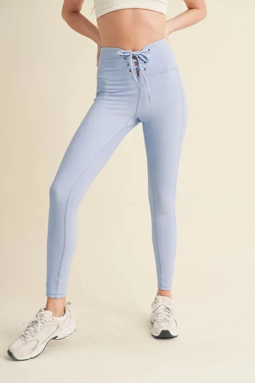 Lace Up Leggings Blue