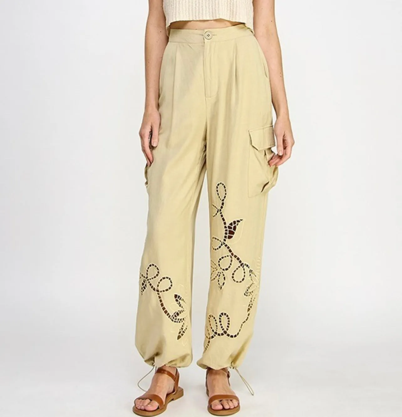 Laser Embroidery Cargo Pants