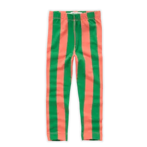 Legging Block Stripe Print – coral orange