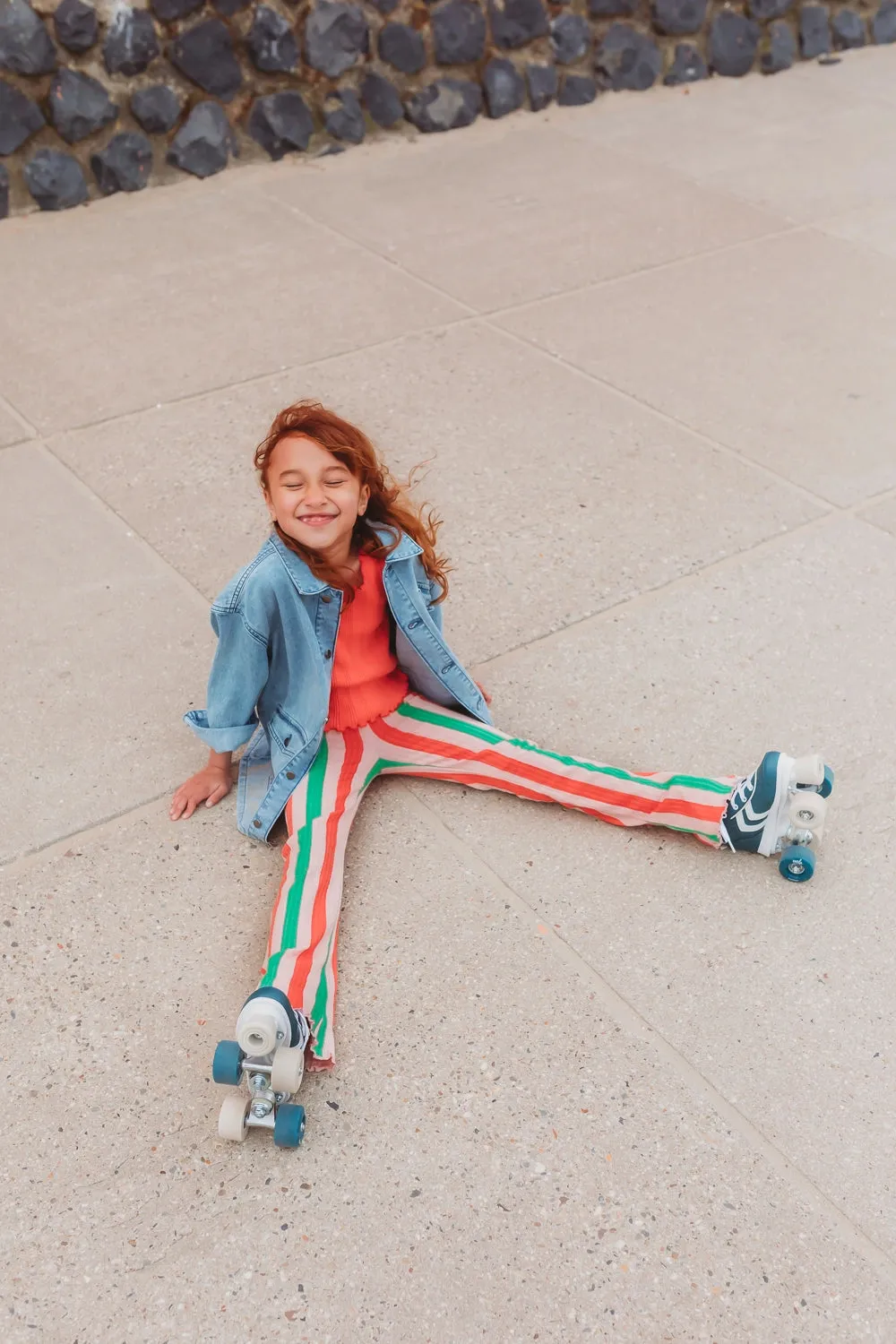 Legging Block Stripe Print – coral orange