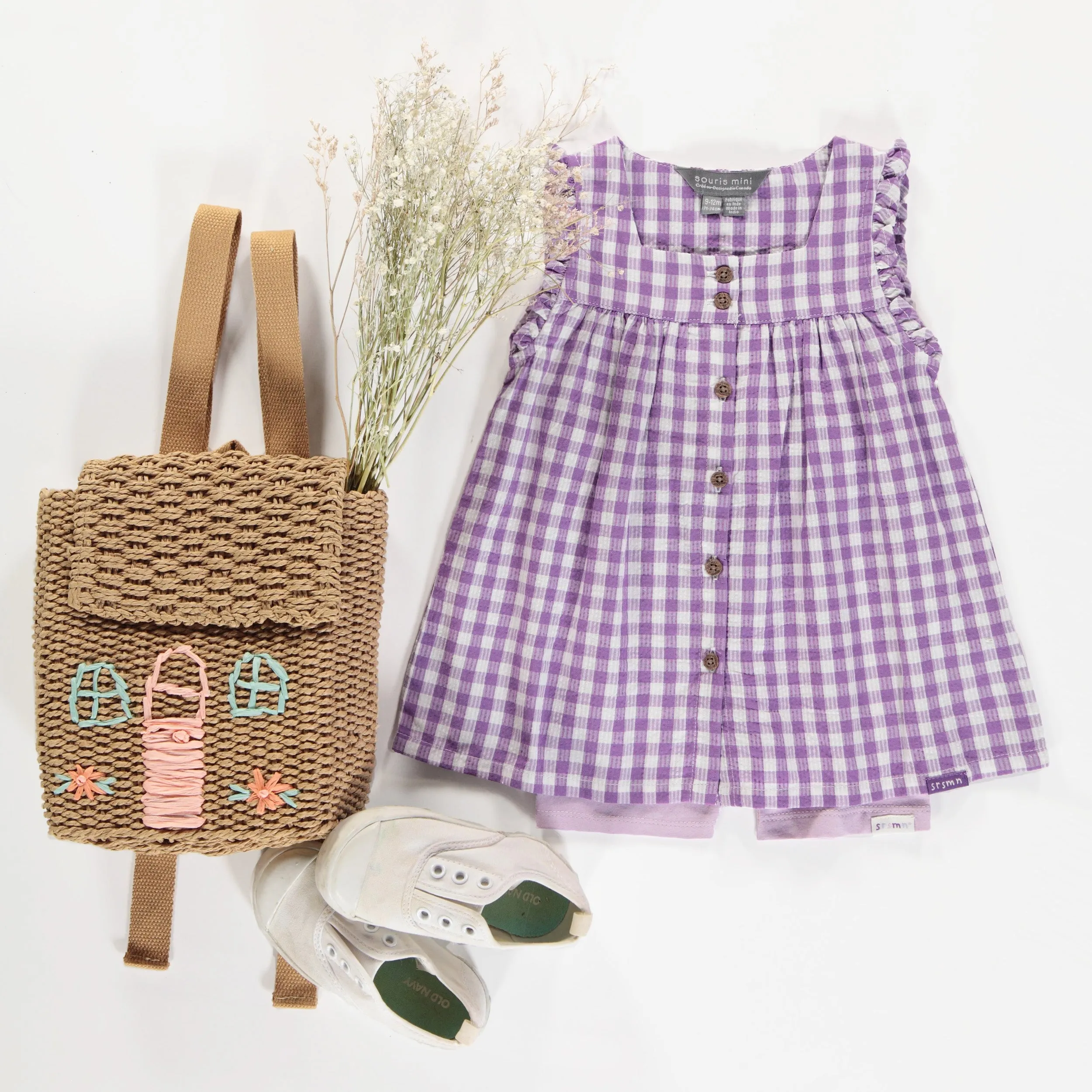 Legging court lilas en jersey doux extensible, bébé || Lilac short legging in soft stretch jersey, baby