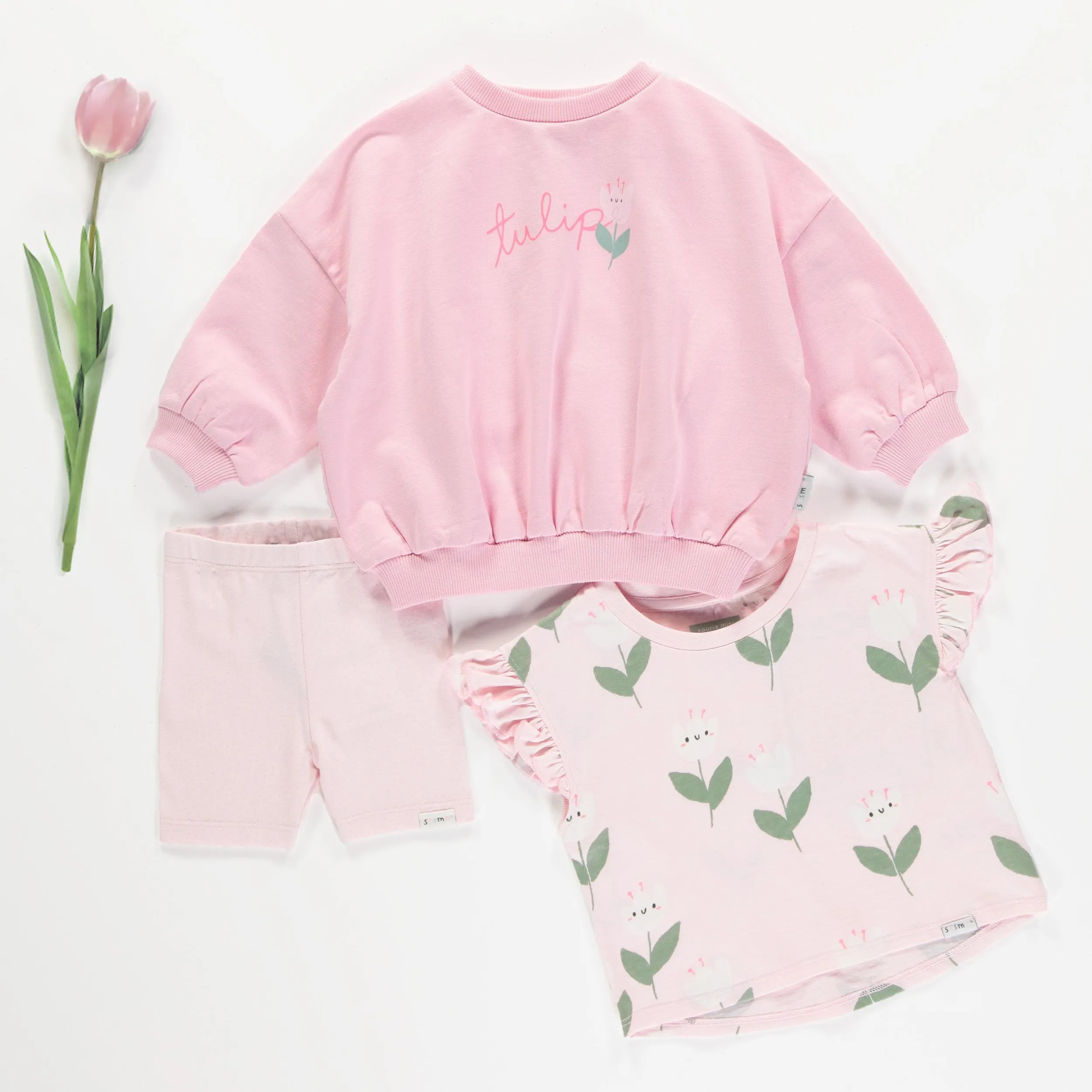 Legging court rose en jersey doux extensible, bébé   || Pink short legging in soft stretch jersey, baby