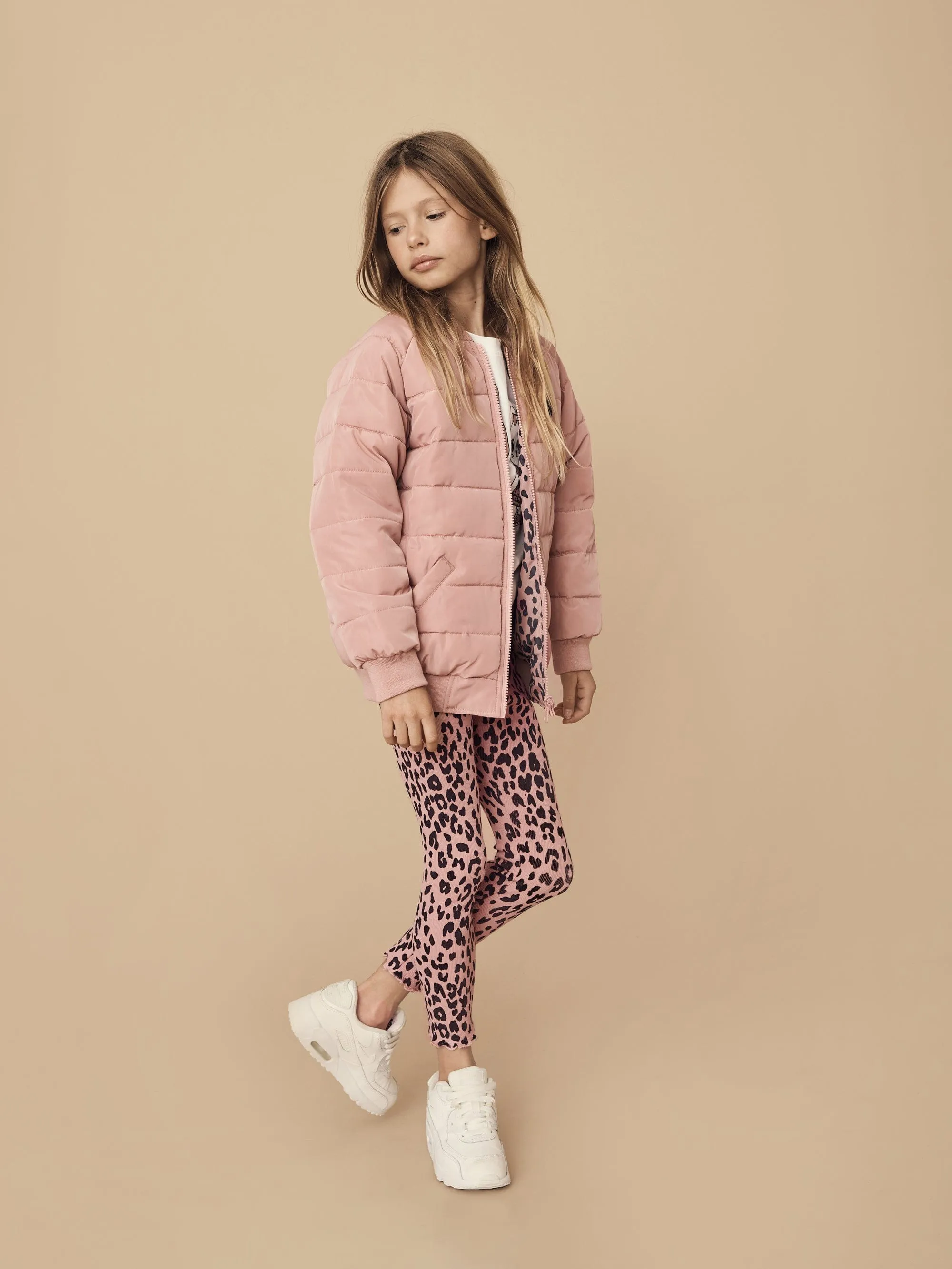 Leopard Rib Legging- Dusty Rose
