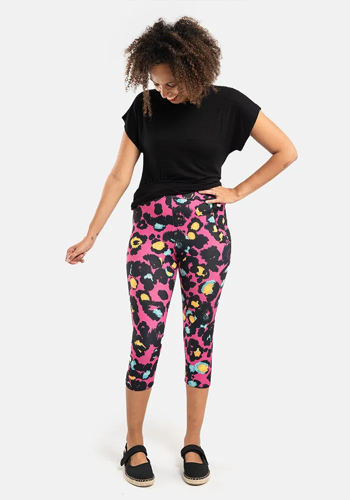 Lewis Pink Animal Print Popsy Capri Leggings