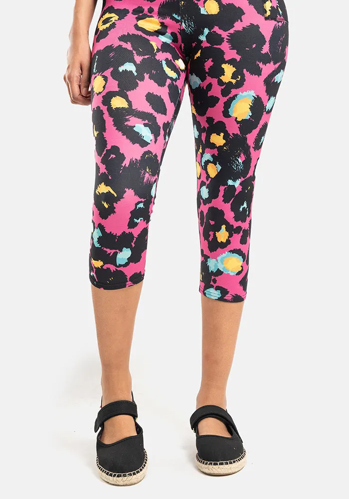 Lewis Pink Animal Print Popsy Capri Leggings