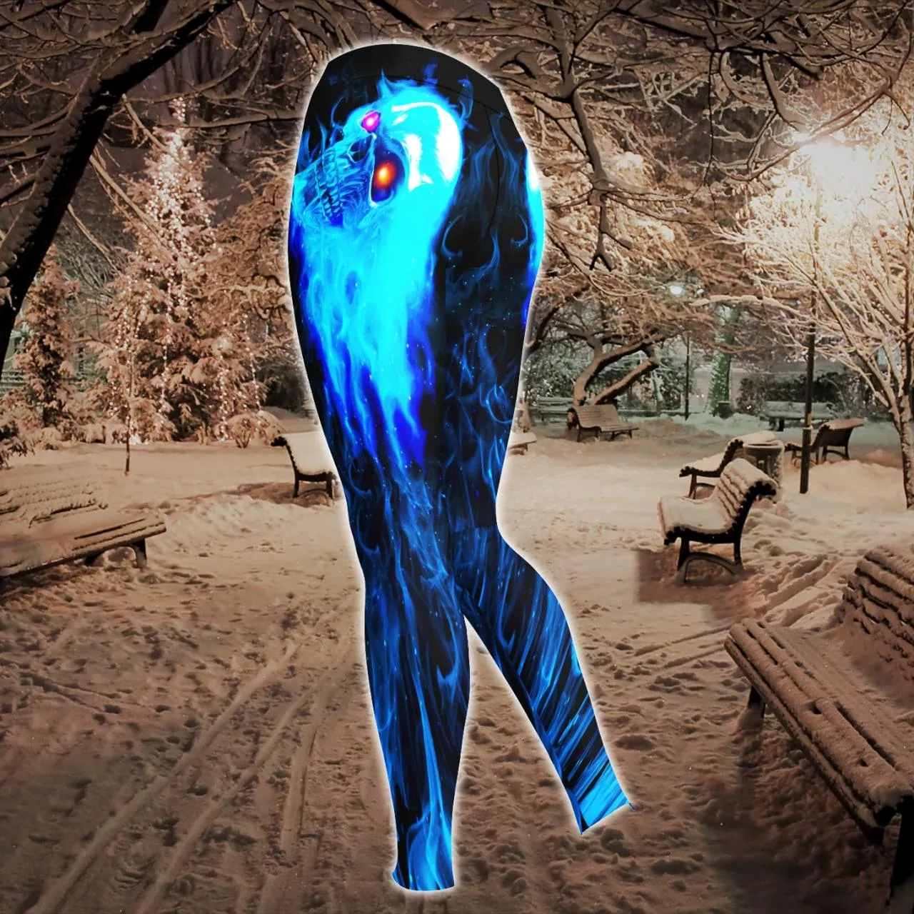 Light Blue Skull Artwork Combo Hoodie and Leggings