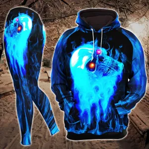Light Blue Skull Artwork Combo Hoodie and Leggings