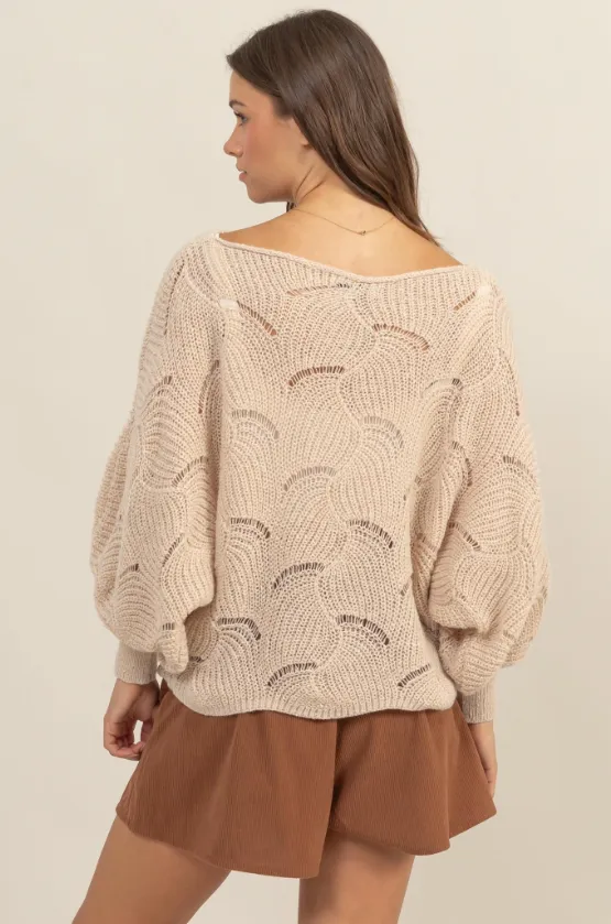 Lilah Pointelle Chunky Knit Sweater