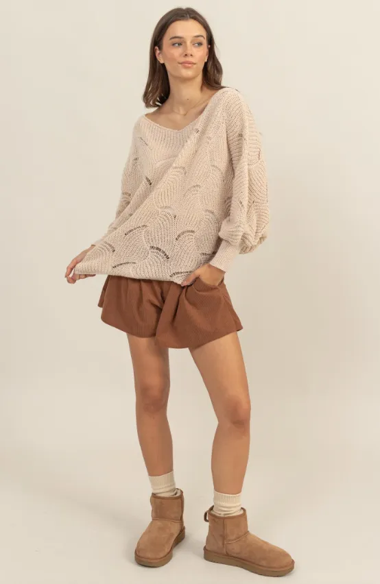 Lilah Pointelle Chunky Knit Sweater