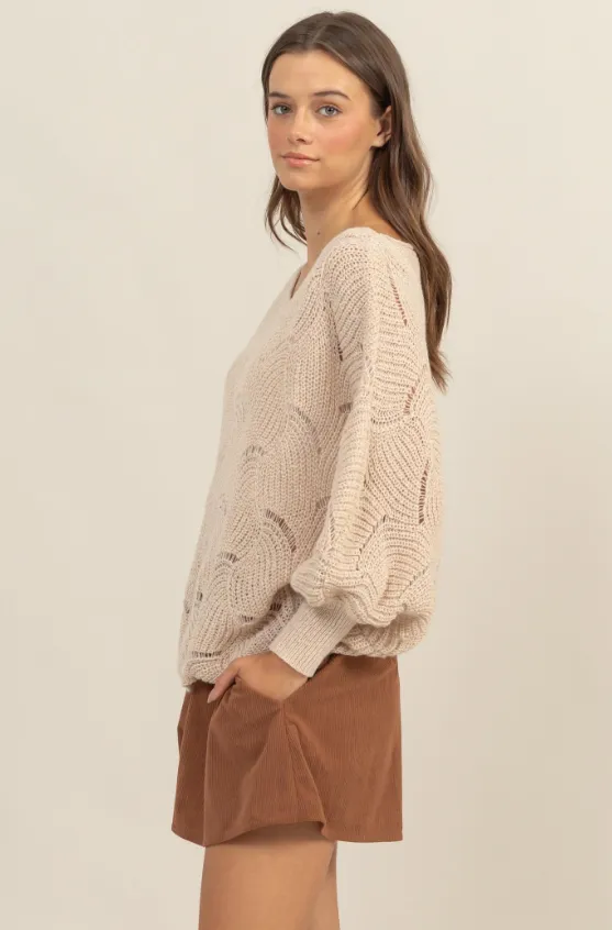 Lilah Pointelle Chunky Knit Sweater