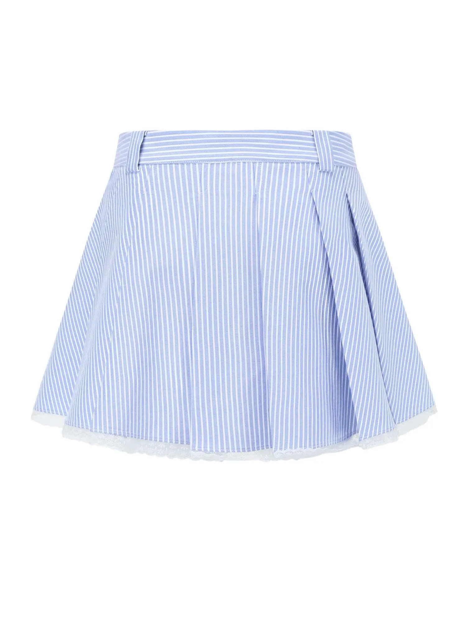 Logo-Patch Stripe Pleated Skirt in Blue