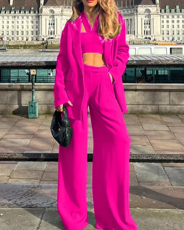 Long Sleeve Blazer Casual Trouser 3 Piece Set