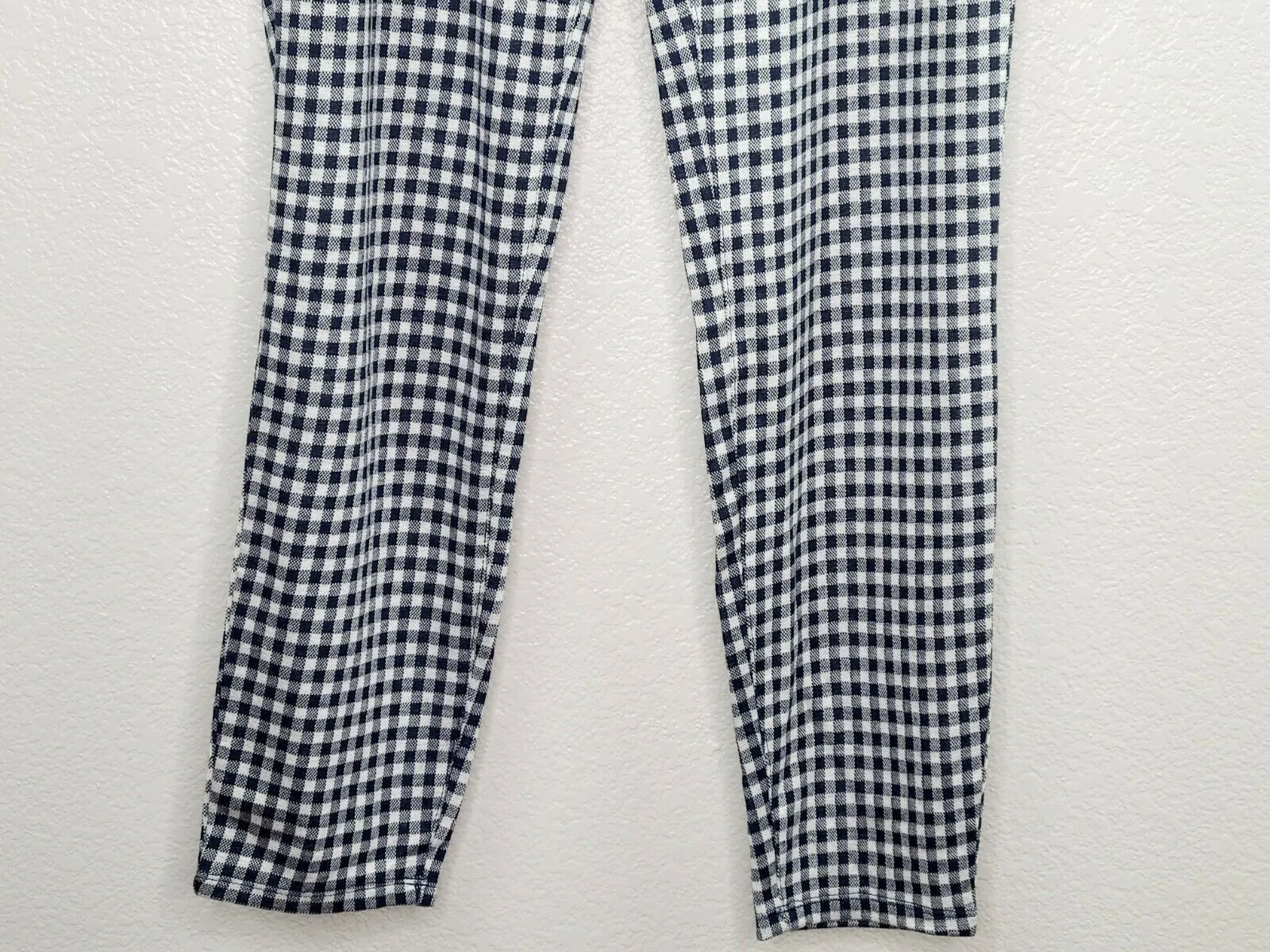 Lottie Moss Women's Navy & White Plaid Casual Button Leggings Size Medium