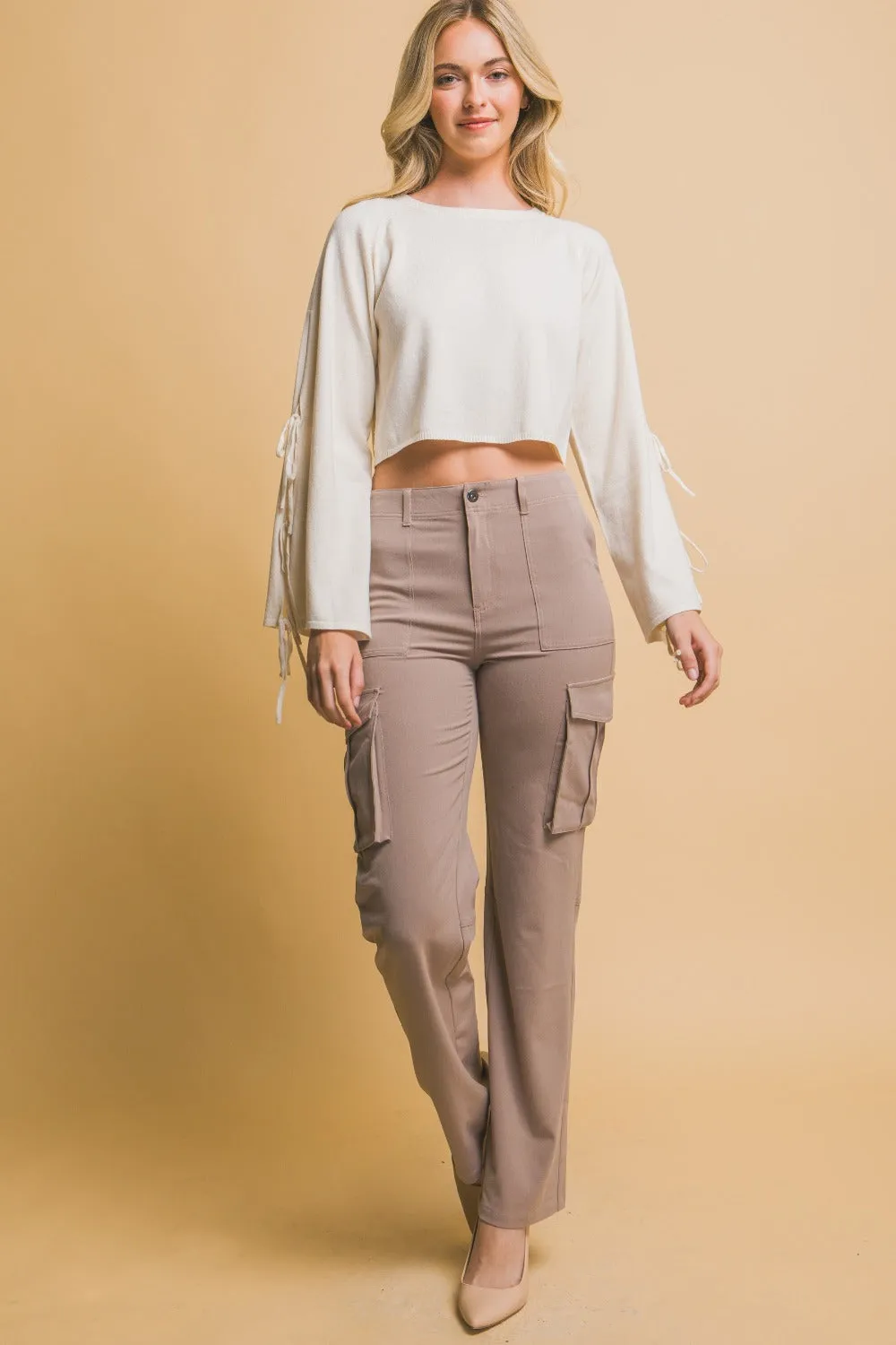 Love Tree Taupe High Rise Cargo Pants