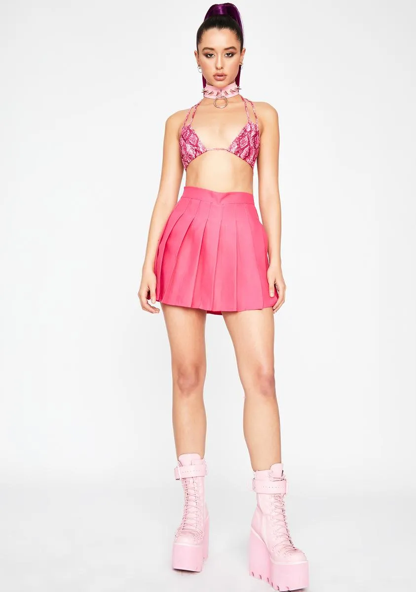 Magenta Just Like Candy Pleated Skirt