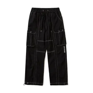 Man Fall Outfits Cargo Pants Vintage Large Pocket Drawstring Men Vibe Style Loose Profile Ankle Banded Working Pants