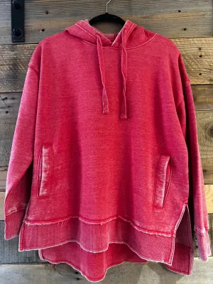 Marni Hooded Vintage Washed Fleece in Red