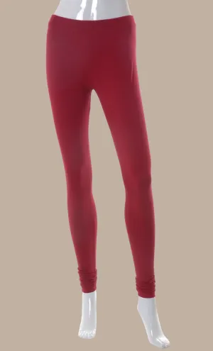 Maroon Cotton Leggings