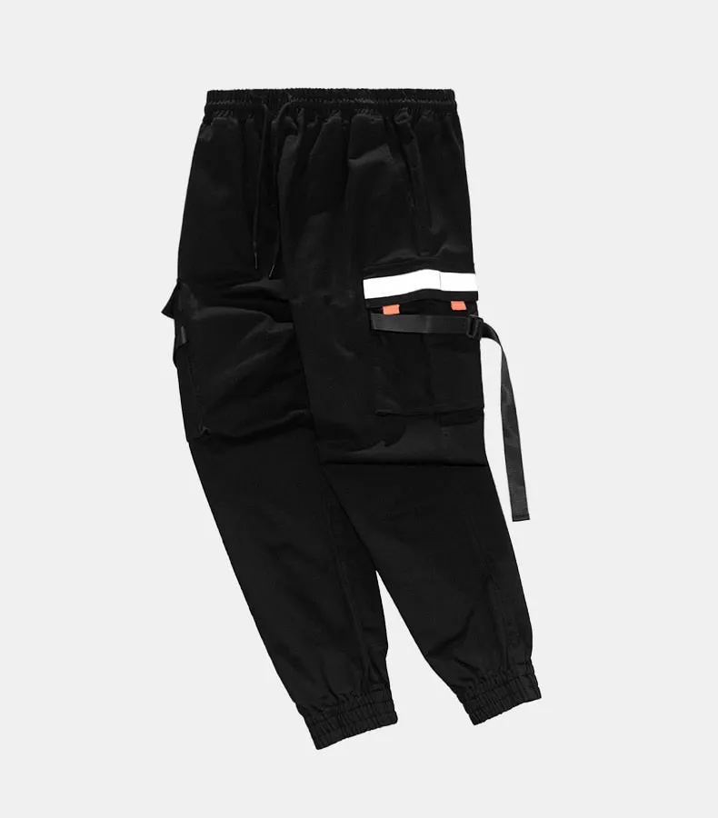 Men's Autumn Casual Elastic Waist Joggers With Pockets And Tapes