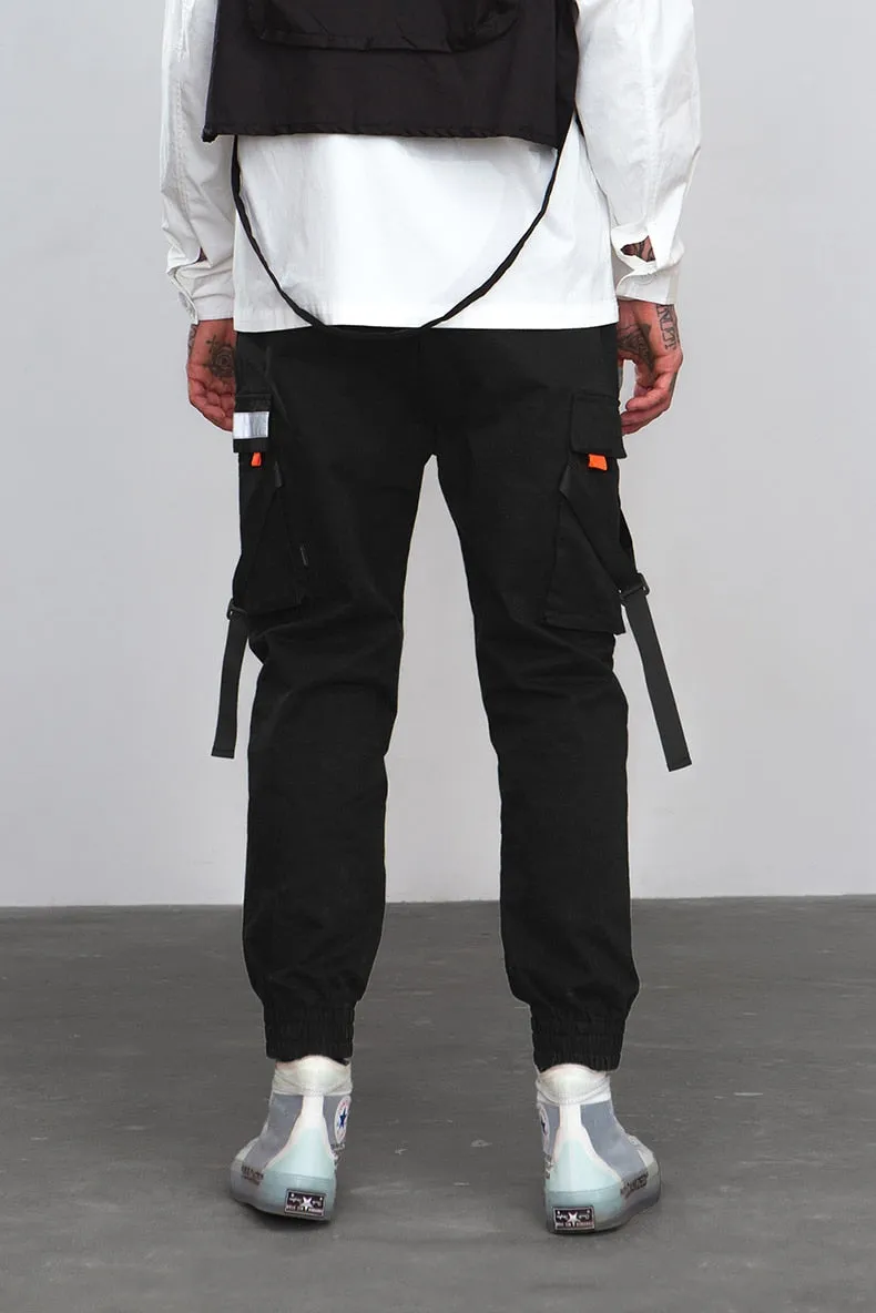 Men's Autumn Casual Elastic Waist Joggers With Pockets And Tapes