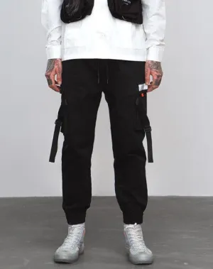 Men's Autumn Casual Elastic Waist Joggers With Pockets And Tapes