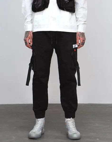 Men's Autumn Casual Elastic Waist Joggers With Pockets And Tapes