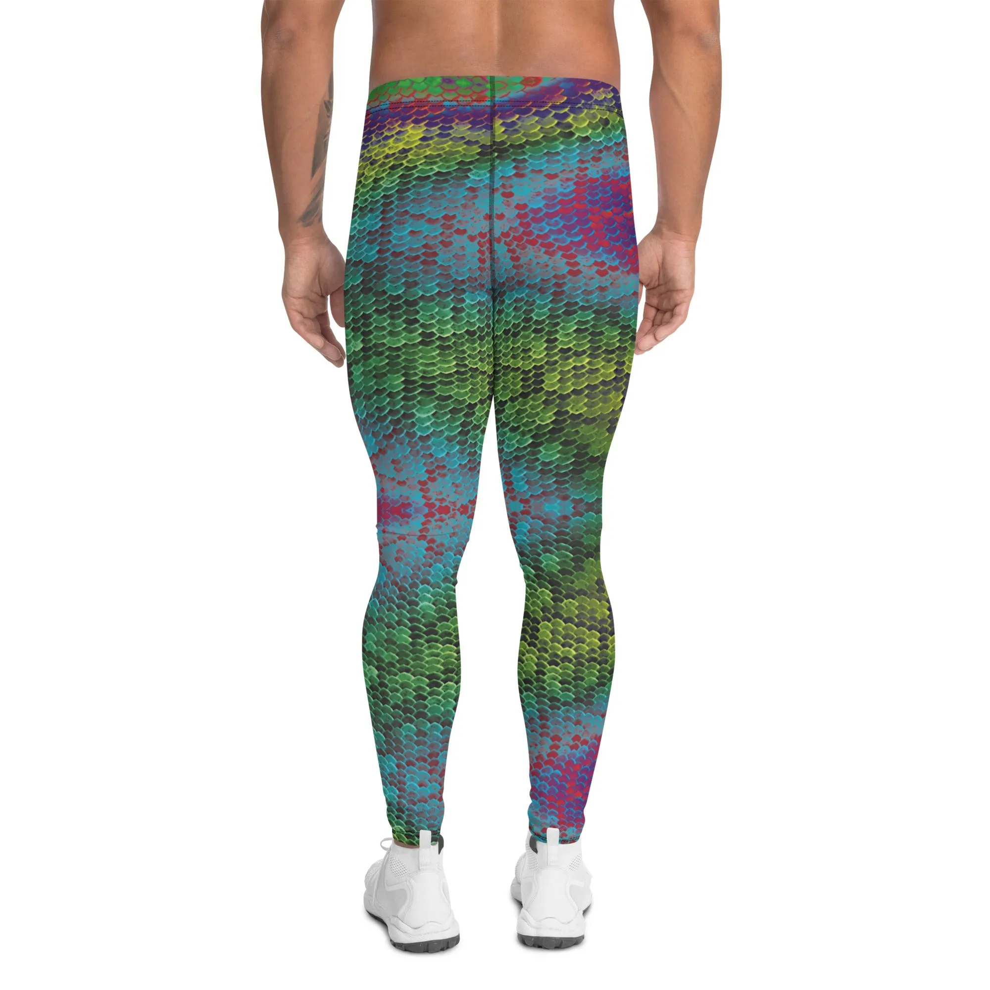Men's Leggings, Rainbow Snakeskin, Wrestling Tights, Printed Leggings, Yoga Leggings, Rave, Festival Pants, Gym Leggings
