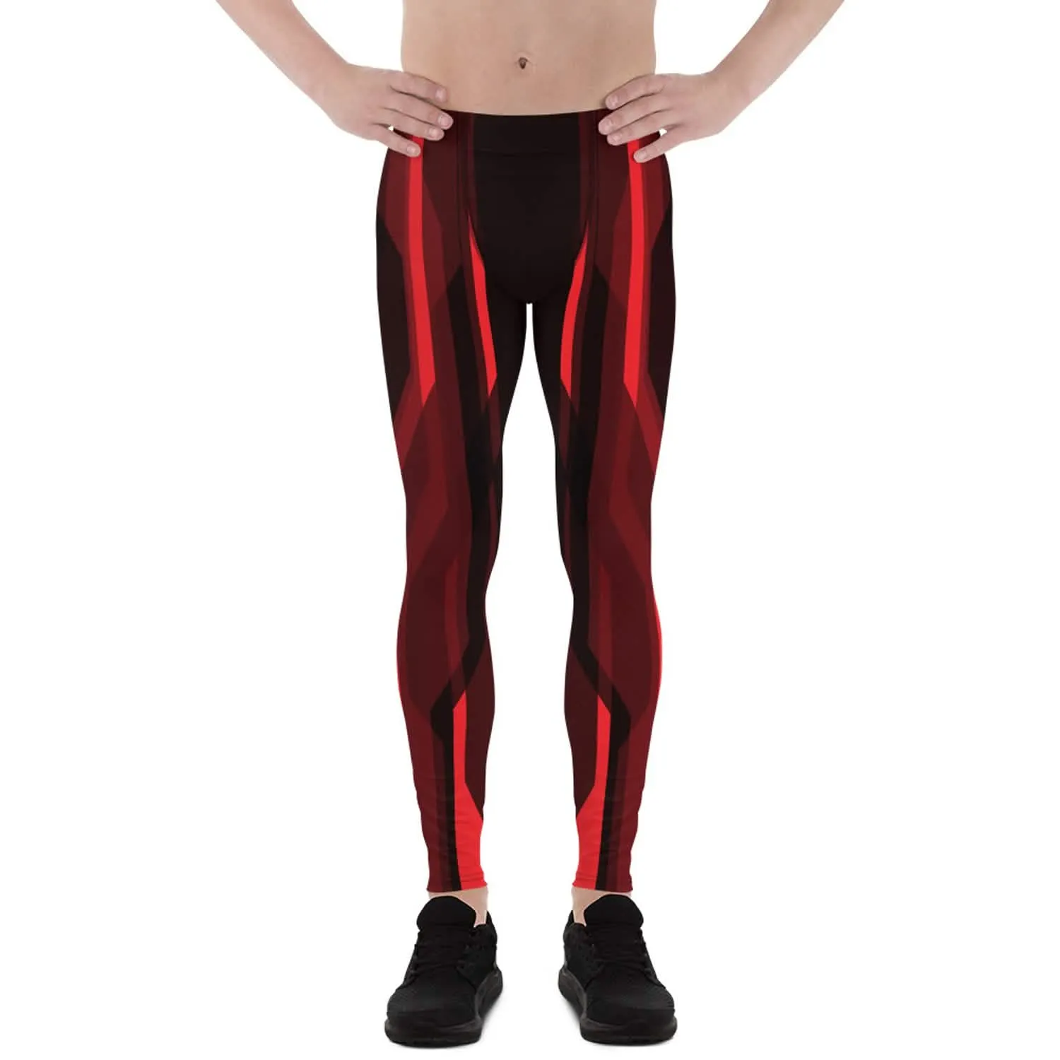 Men's Neon Red Tron-Inspired Athletic Tights