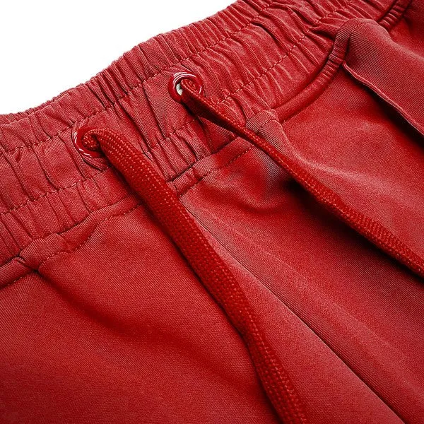Mens Red Side Pipe Stacked Flare Pants