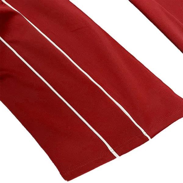 Mens Red Side Pipe Stacked Flare Pants
